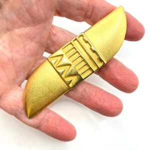 Vintage MONET Gold Tone 1980's Large Tribal Style Brooch